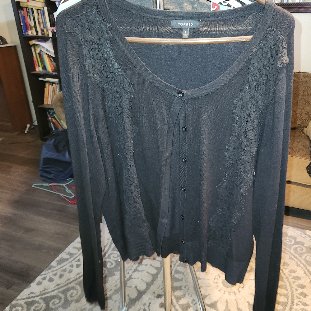 Torrid Black Lace Cardigan